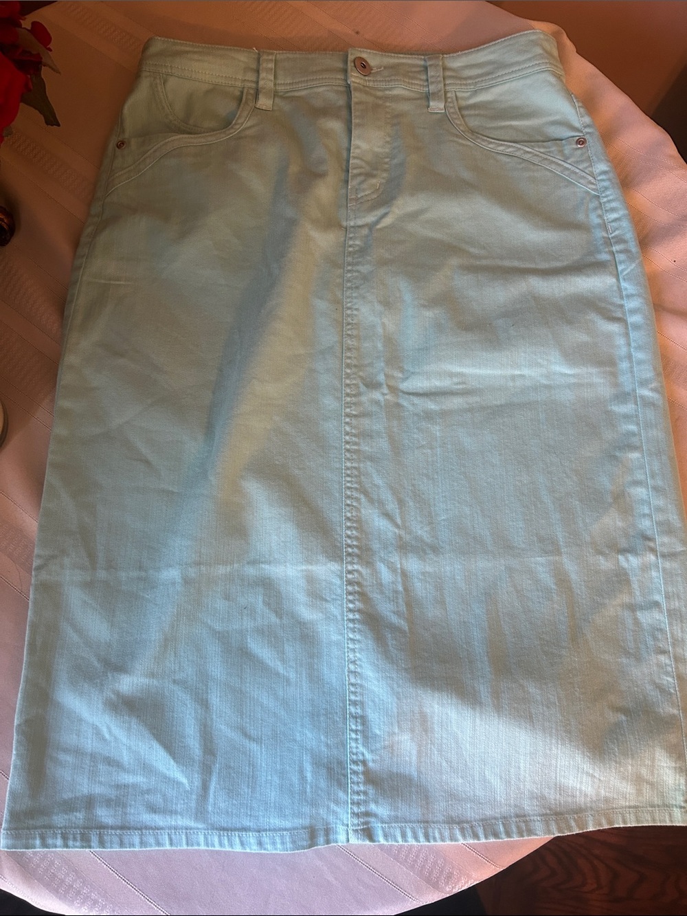 Christopher Banks Aqua Denim Pencil Skirt - Women